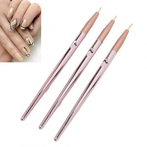 NSXAYIWE Nail Art Liner brosse poils en Nylon stylo en métal baril stylo de peinture à ongles avec couvercle pour maison Salon de manucure or Rose 3 pièces (ChewRes, neuf)