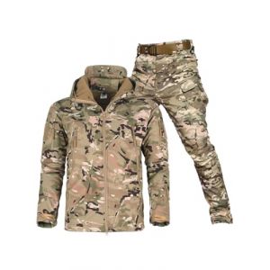Oanviso Homme Tactique de Costume Vêtements 2 Pièces Manteau avec Capuche Impermeable Veste de Pluie Hiver Casual Uniforme Militaire Tenue de Combat Cargo Pantalon B 3 XL (Osheoiso Inc., neuf)