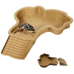 Plat d'eau Bassin pour Tortue De Piscine avec Rampe, Abreuvoir Tortue Terrestre, 35x28,5x4,3cm, Terrarium Tortue Terrestre, Accessoire Tortue Terrestre, pour Tortues, LéZards Et Gecko. (Brun, A) (Jizhikeji, neuf)