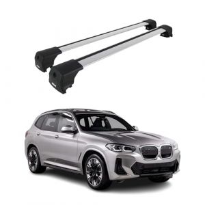 Barres de Toit transversales pour BMW iX3 G08 2020-2025 Alu Gris ABE (omacfrance, neuf)
