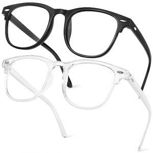 Aomig 2 Paires Lunettes Anti Lumi&egrave;re Bleue, Lunettes d'ordinateur Anti Fatigue, Lunette de Lecture, L&eacute;ger et Transparentes, pour PC, Lecture, Gaming, Tablette, Protection &Eacute;cran, Femme Homme (Yadark, neuf)