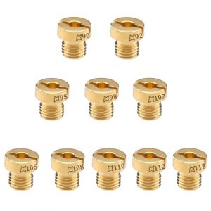 Pyroclasia 10 Pièces Gicleur Carburateur M6 pour Dellorto Multiple Taille 90-115mm (90, 92, 95, 98, 102, 105, 108, 110, 112, 115) Laiton Carburateur 17.5 pour PHBN-PHVA,Scooter (business_kc, neuf)
