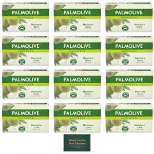 Palmolive Naturals Lot de 12 barres de savon hydratantes au lait d'olive, savon végétalien d'origine naturelle biodégradable pour le corps, les mains et le visage, avec carte de remerciement Treseida (M TRADES UK, neuf)