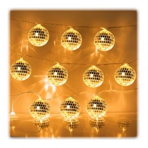 YUYWWAN 10 LED Guirlande Lumineuse de Boule Disco 1.5m Mini Simulation Guirlandes de Boule à Facettes Disco pour Décorations Light de Sapin de Noël Fêtes Carnavals Mariages (Chaud) (yuwangwang, neuf)