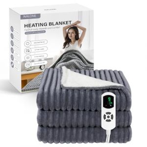 NALONE Couverture Chauffante 2 Places, Plaid Chauffant &Eacute;lectrique 160x130 CM avec 9 Niveaux De Dhaleur, Minuterie 12H Avable en Machine pour Canap&eacute;-Lit De Bureau (CHUSHENGEU, neuf)
