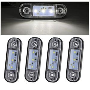 Biqing 4PCS Feux de Gabarit, 12V 24V 3.4 Inch LED Feu de Gabarit Remorque Blanc Arri&egrave;re Avant Indicateur pour Camion Remorque Van Caravan Lorry Bus (YuanGu, neuf)