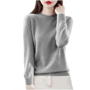 AEGJEGVD Soldes Pull Femme à Manches Longues en Tricot Sweat Blouse col Rond/col Montant Côtelé Chemisier Top Léger Sweatshirt Chic et élégant sous Pull Haut T-Shirt Pulls Femmes Chic Chaud Pas Cher (⭐⭐⭐⭐⭐AEGJEGVD⭐⭐⭐⭐⭐, neuf)