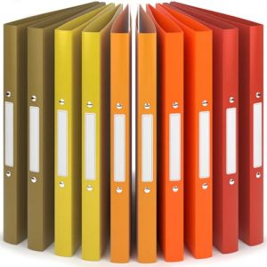 ACROPAQ - 10 x Classeur souple A4 | 2 anneaux | Avec &eacute;tiquettes de dos, Dos de 2,5 cm, Couleur Lever du soleil de la collection Nature - Petit classeur plastique A4 souple, Classeurs 2 anneaux, Farde (Acropaq, neuf)