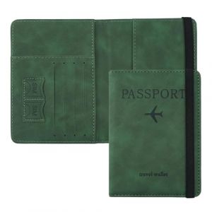 ILIYAH Protege Passeport Francais Pochette Passeport Voyage Technologie RFID &eacute;tui Passeport &eacute;tui Carte Bancaire L&eacute;ger et Portable(Vert) (Iliyah, neuf)