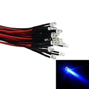 LAOMAO 1 Pack (20 Ampoules) 3mm 12V DC Bleu LED Pre-Wired Round Top Ampoule Lampe pour DIY Car Bateau Jouets Parties (LAOMAO EU, neuf)