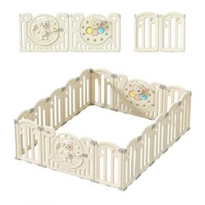 Parc Bebe Modulable, Parc Bebe Pliable, XXL Extra Large Parc Bebe, Loquet Parcs, Raccords Solides, Matériau de Sécurité HDPE, Réglage Antidérapant (14 Panneaux) (Zkiprm, neuf)