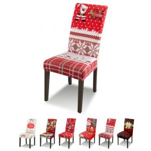 Lydevo Housse de Chaise No&euml;l Lot de 4 Housse de Chaise Salle &agrave; Manger Extensible Universel Lavable Couvre Couverture de Chaise pour D&eacute;coration de No&euml;l Festival,P&egrave;re No&euml;l (lydevo, neuf)