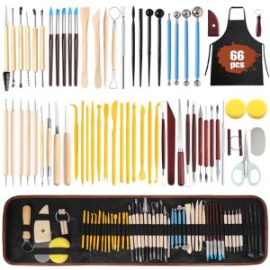 TOSUTO Outils de Sculpture,66 Pcs Outil de Poterie,Outil Modelage Outil de Poterie Sculpture Argile pour Débutants,Artiste DIY,Modélisation,artisanat d'argile de Poterie,Art de Gaufrage (Lamber International Trade Kft., neuf)