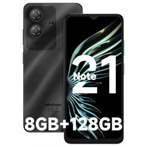 Ulefone Note 21 Téléphone Portable 2025, 8Go+128Go/TF-1TB, Android 14 Smartphone, Caméra 13MP+8MP, Écran 6.56" HD+, 5000mAh Widevine L1, 4G Dual SIM/Fingerprint/Face ID/GPS/OTG/FM 2Ans Garantie Noir (OKOYE STORE, neuf)