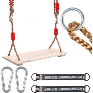 Balançoire Bois, Balançoire Suspendue, 40 * 15 * 2cm, Sièges de Balançoire, Balançoire Arbre avec Corde Ajustable pour Adulte, Enfant, Jardin, Exterieur, Interieur (Chargé Maximum 160kg) (SEAN AARON ROBERTS, neuf)
