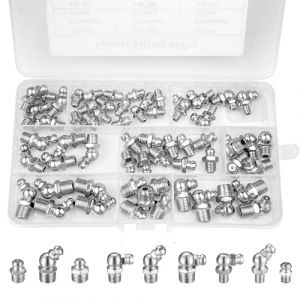 Ceisazira 60 Pièces graisseur a visser, Assortiment Graisseur M6 M8 M10, Droit Graisse Raccord 45° 90° 180°, avec Boîte en Plastique, pour Équipement Mécanique, Embout de Graissage Fixations (YADON ZOESHA MIXT S.R.L., neuf)