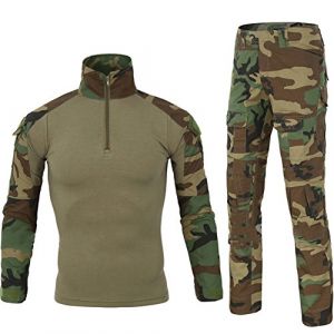 LANBAOSI Treillis Militaire Homme Chemise de Manches Longues et Camouflage Pantalon Costume Uniforme pour Paintball Chasse Tir BDU (LANBAOSI, neuf)