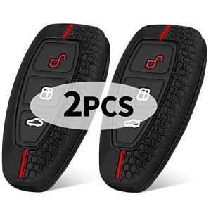 Yosemy Lot de 2 coques de protection en silicone pour clé de voiture Ford à 3 boutons (Keyless Go uniquement) – Coque de protection en silicone de qualité supérieure (noir) (esy4pets, neuf)