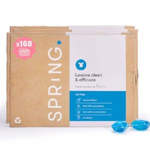SPRiNG - Lessive Air Frais - 168 Lavages- Fraîcheur Longue Durée - Nettoyage Efficace - Formule Clean - Parfum Agréable - Éco-responsable (SPRiNG, neuf)