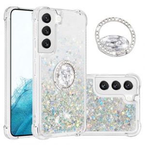 IMEIKONST Coque pour Samsung Galaxy S22 &Eacute;tui avec Support, Paillette Strass Sable Mouvant Liquide Brillants Transparente TPU Silicone Bumper Housse pour Samsung S22. Love Silver YBZ (IMEIKONST, neuf)