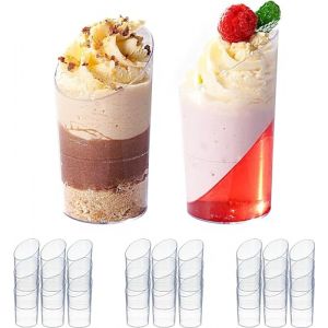 MATANA 100 Mini Verrines en Plastique R&eacute;utilisables pour F&ecirc;tes (70ml) - Petites Coupes &agrave; Dessert pour Ap&eacute;ritives, Ap&eacute;ro, Tiramisu, Pudding, Mousse (Acacia Products, neuf)