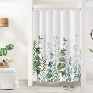 Uiiooazy Rideau Douche 150x200cm, Rideau de Douche Anti Moisissure Gris Feuilles d'eucalyptus Vert Rideaux de Baignoire Tissu Lavable Imperm&eacute;able Polyester Rideaux Salle de Bain avec 10 Crochets (dongguibinjingpinxiaodianpu, neuf)