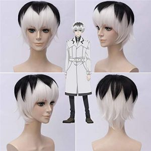 Tokyo Ghoul perruques Kaneki Ken perruque Cosplay Costumes Re Yonebayashi Saiko perruque noir cheveux blancs pour la fête d'halloween (good stuff A, neuf)