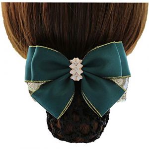 Filet à cheveux, pince à cheveux en filet, pince à cheveux en nœud papillon, décoration classique en nœud papillon, filet, barrette à cheveux, pince à ressort, vert (SWHBXH, neuf)