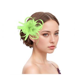 Chapeau bibi vintage pour femme - Voile de mariée - Accessoire de cheveux - Plume - Voile - Banquet - Chapeau en maille - Barrettes à cheveux élégantes - Pour carnaval, cocktail, thé (Woybda, neuf)