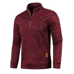 Générique Sweat Zippé Homme Veste Sport Vestes en Tricot mi Saison Coupe Vent Running Jacket Col Mao Bombers De Randonnée Survêtement Respirant Aviateur Couleur Unie Blouson Vin XL (yuxingfud, neuf)