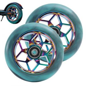 2 Pi&egrave;ces Roues de Trottinette Freestyle 110mm, Roues de Remplacement Scooter en PU 88A avec Roulements ABEC-9, Roue Color&eacute;es Compatibles avec Trottinettes Stunt et Freestyle Bleu (Probuy Hot Limited, neuf)