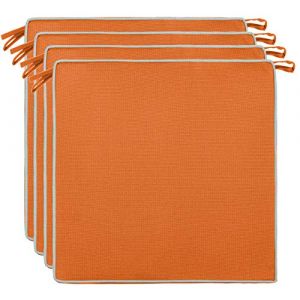 Brandsseller Lot de 4 Coussins de Chaise 40x40x4 cm - Galette de Chaise Hydrofuge et Anti-salissure avec Liens et Passepoil – pour l’intérieur et l’extérieur – Cuisine, Terrasse, Jardin – Orange (brandsseller, neuf)