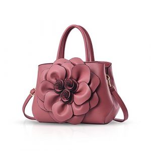 NICOLE & DORIS Sac a Main Femme Mode Sac Epaule Femme en PU Cuir Petit Sac Bandoulière Femme Chic Sac à Main Avec des Fleurs Rose (GUGGIARI S.R.L, neuf)