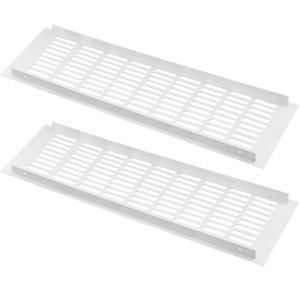 ZESLIV Lot de 2 grilles d'a&eacute;ration blanches rectangulaires en aluminium pour armoire de cuisine, armoire &agrave; chaussures et penderie, 150 mm x 400 mm (ZESLIV, neuf)