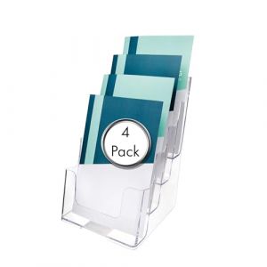 Deflecto Lot de 4 porte-revues à 4 niveaux A5 portrait à plusieurs niveaux – Porte-revues à plusieurs poches – Support incliné pour afficher – Porte-revues – Organiseur mural (Deflecto Europe, neuf)