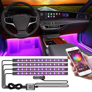 YiLaie Lumières intérieures de Voiture, Application Bluetooth, synchronisation de Musique, Bande Lumineuse LED RVB avec Allume-Cigare, kit de lumières d'ambiance Multicolores pour Voiture (E-Lover, neuf)