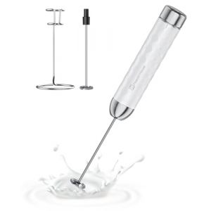 Maestri House Mousseur à lait, fouet électrique à vitesse variable, mixeur rechargeable avec fouet et support en acier inoxydable, mixeur pour matcha, latte et cappuccino (Blanc) (Maestri House FR, neuf)