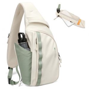 GOLF SUPAGS Sac Bandouli&egrave;re Homme Femme, Sac de Poitrine L&eacute;ger, R&eacute;sistant &agrave; l'eau Polyvalent Sacs &agrave; Dos Port&eacute; Travers pour l'ext&eacute;rieur, le cyclisme, les voyages, la Loisirs (Beige & Vert) (GOLF SUPAGS, neuf)