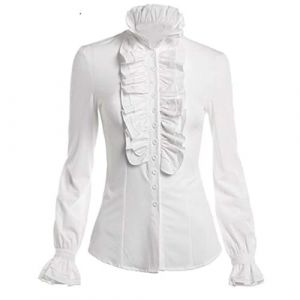 Chemise Victorienne pour Femme Gothique Steampunk Chemisier &agrave; Volants Vintage Manches Longues Haut Blouse Chic et &Eacute;l&eacute;gant Renaissance Pirate Top Soir&eacute;e Bal Party Printemps &Eacute;t&eacute; Mode (GUnakd, neuf)