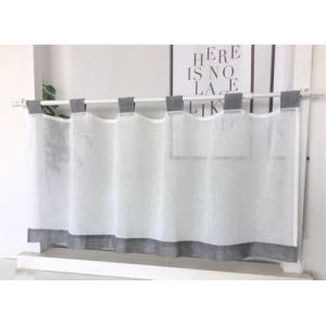 Vordesack Rideau brise-bise aspect lin avec passants - Couleur unie - Petite fen&ecirc;tre - Rideau de cuisine - Gris - H x l : 45 x 60 cm (meinhause, neuf)