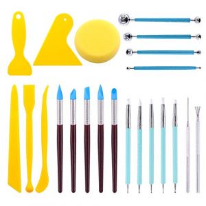 Swpeet Lot de 22 kits d'outils de sculpture d'argile &agrave; modeler, stylet &agrave; bille, outils de poterie, stylos &agrave; pointe en caoutchouc, outils d'argile en plastique, aiguille &agrave; argile pour la fabrication de (swpeet, neuf)