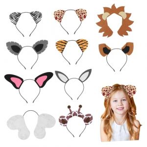 WOFASHPURET 10pi&egrave;ces Serre-t&ecirc;te Oreilles Animaux Pour F&ecirc;te Accessoire De Coiffure Cr&eacute;atif Coiffe De D&eacute;guisement Animal (Leiyun, neuf)