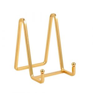 Chevalet Support Presentoir Porte Assiette - 4.5 Pouces Metal Support Assiette Decorative - Support Cadre Photo de Table - Pr&eacute;sentoir de Fer pour Plaque | Livre Cuisine | Carte Postale | Art - Or (DIDUDIDU, neuf)