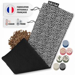 Chill&Rest - Bouillotte micro-onde fabriquée en France - Coussin chauffant dos - Bouillotte dos - diminue le stress - bouillotte graine de lin - cervicales douloureuses - Noir - La Poivrée (ADALIE FRANCE, neuf)