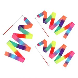 3pcs Rubans de Danse,2 m Ruban Gymnastique Enfant Arc-en-Ciel et Rose, Ruban de Danse Scintillant,Accessoire de Danse Artistique,pour Danse Artistique Entraînement Cadeaux de Fête d'anniversaire (Aidqxbaoer, neuf)