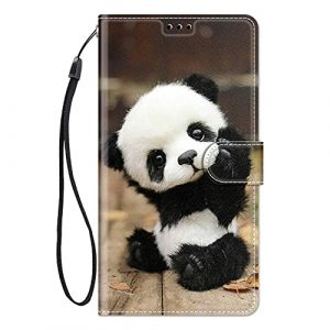 ChoosEU Coque pour Samsung Galaxy S21 FE 5G Cuir avec Silicone Souple Etui Portefeuille Antichoc &Eacute;tui &agrave; Rabat et Folio Motif Fine Fonction pour Filles Femmes Homme Galaxy S21 FE 5G Housse - Panda (ChoosEU, neuf)