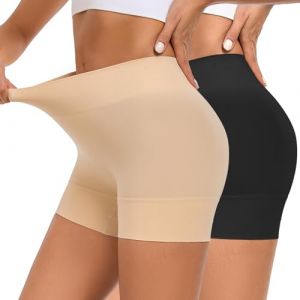 YADIFEN Short Cycliste Femme pour Robe Shorty Femme sous Jupe Douce Legging Court Boxer Shorts sans Couture Taille Haute Cale&ccedil;on pour L'&eacute;t&eacute; Noir+Beige XL (TIANYI-FR, neuf)