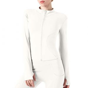 Tee Shirt Sport Veste Femme Skims Cintrés Zipper Manches Longue Col Mao Uni T Shirt D'été Lumière Respirant Fitness Running Yoga Tee Shirt (Vêtements Magasin D'usine pour Femmes, neuf)