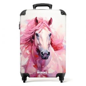 NoBoringSuitcases.com Valise Enfant Cabine Rose avec Roulettes Motif Cheval (55x35x25cm) (NoBoringSuitcases, neuf)