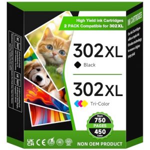 Firstoner 302XL Cartouches d'encre, remanufacturé pour HP 302 XL Noir et Couleur, 302XL Cartouches d'encre Grande capacité pour 3639 3630 3632 Envy 4520 4525 4527 OfficeJet 3831 3833 3830 (ALL- CARTOUCHES, neuf)